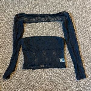 Lace Shawl and Crop Top Set